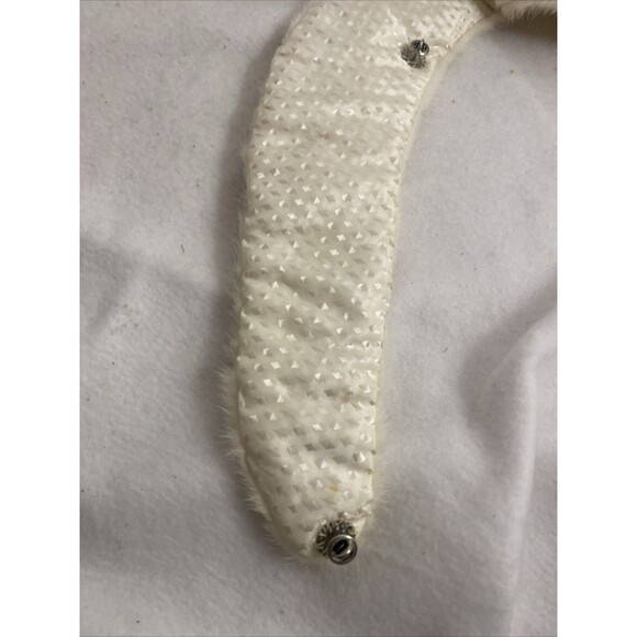 Vintage Genuine White Rabbit Fur Collar Scarf Pin Hooks Regency Luxury Feminine - Picture 7 of 8